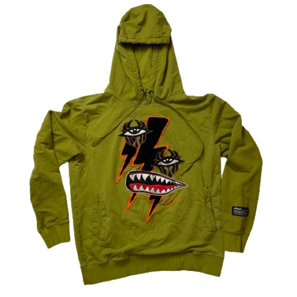 OffBeat Olive Lightening Pullover Fleece Hoodie Mens XL